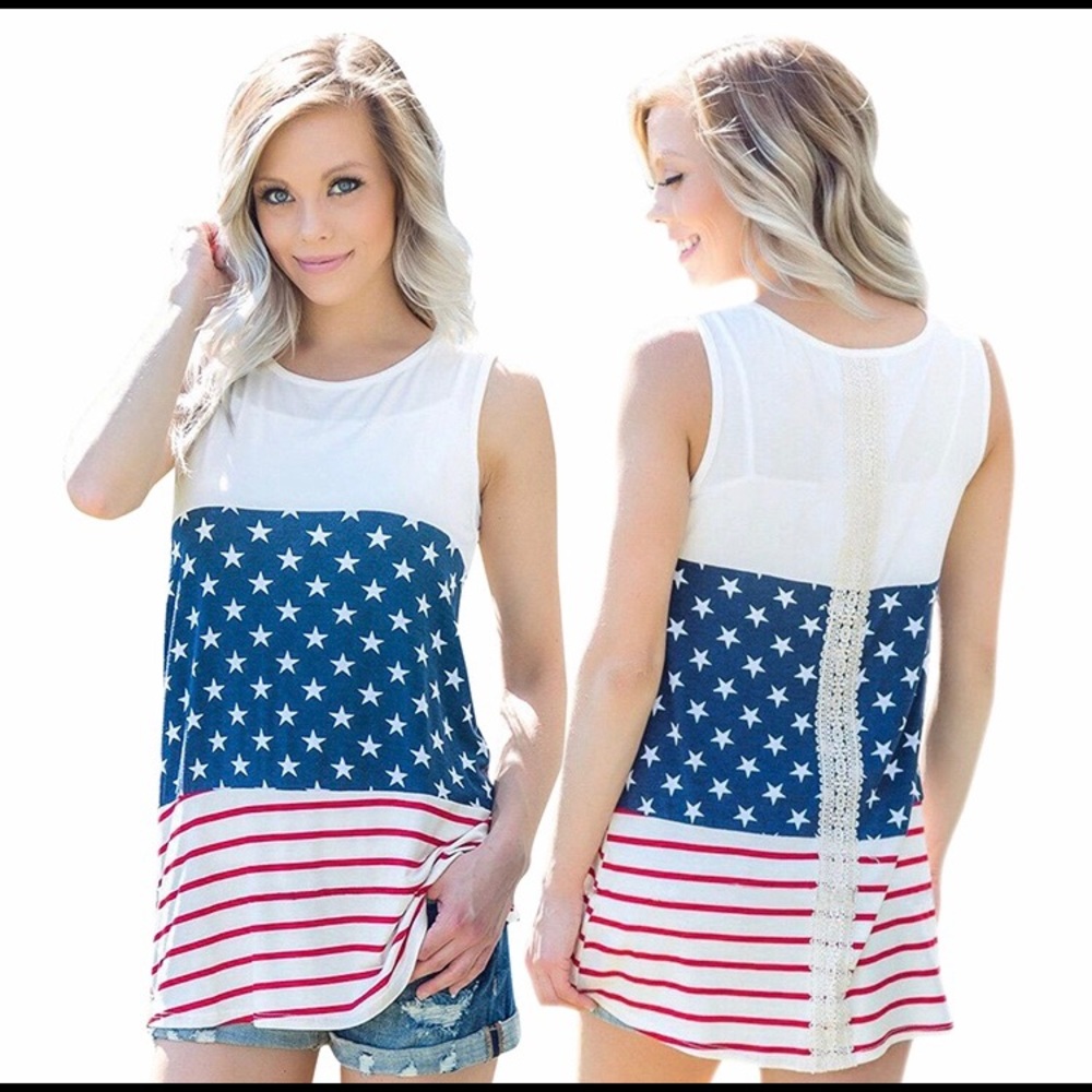 Women Tank Top beach 🏖 t shirt American flag
